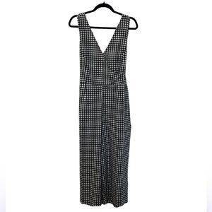 Banana republic women’s petite large black & white checked Wide leg Romper NWT